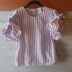 Ladies H&M Puff Sleeve Striped Blouse